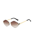 Óculos de sol Kah 1.0 da Bjoy com armação dourada e lentes marrons degradê.