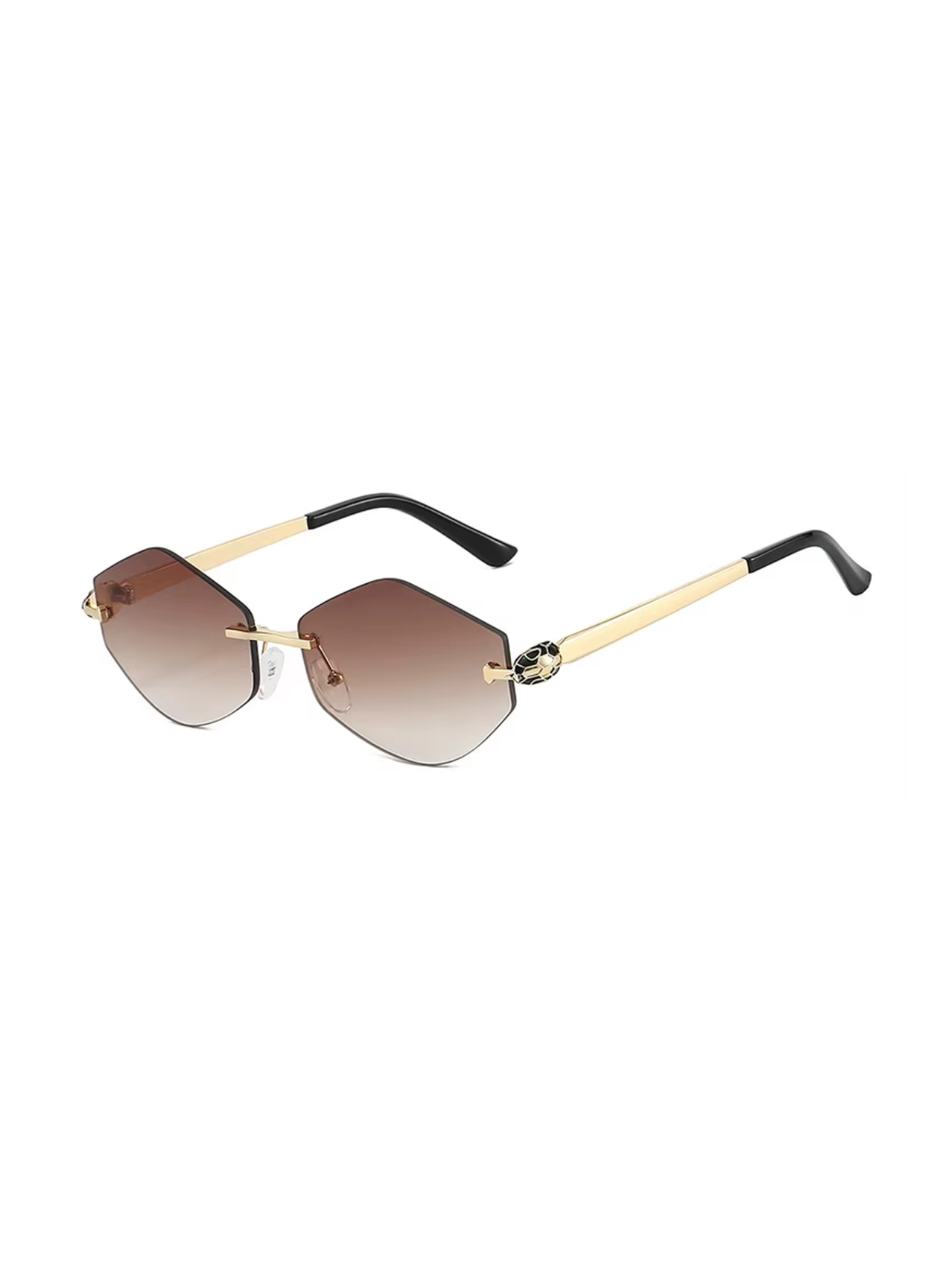 Óculos de sol Kah 1.0 da Bjoy com armação dourada e lentes marrons degradê.
