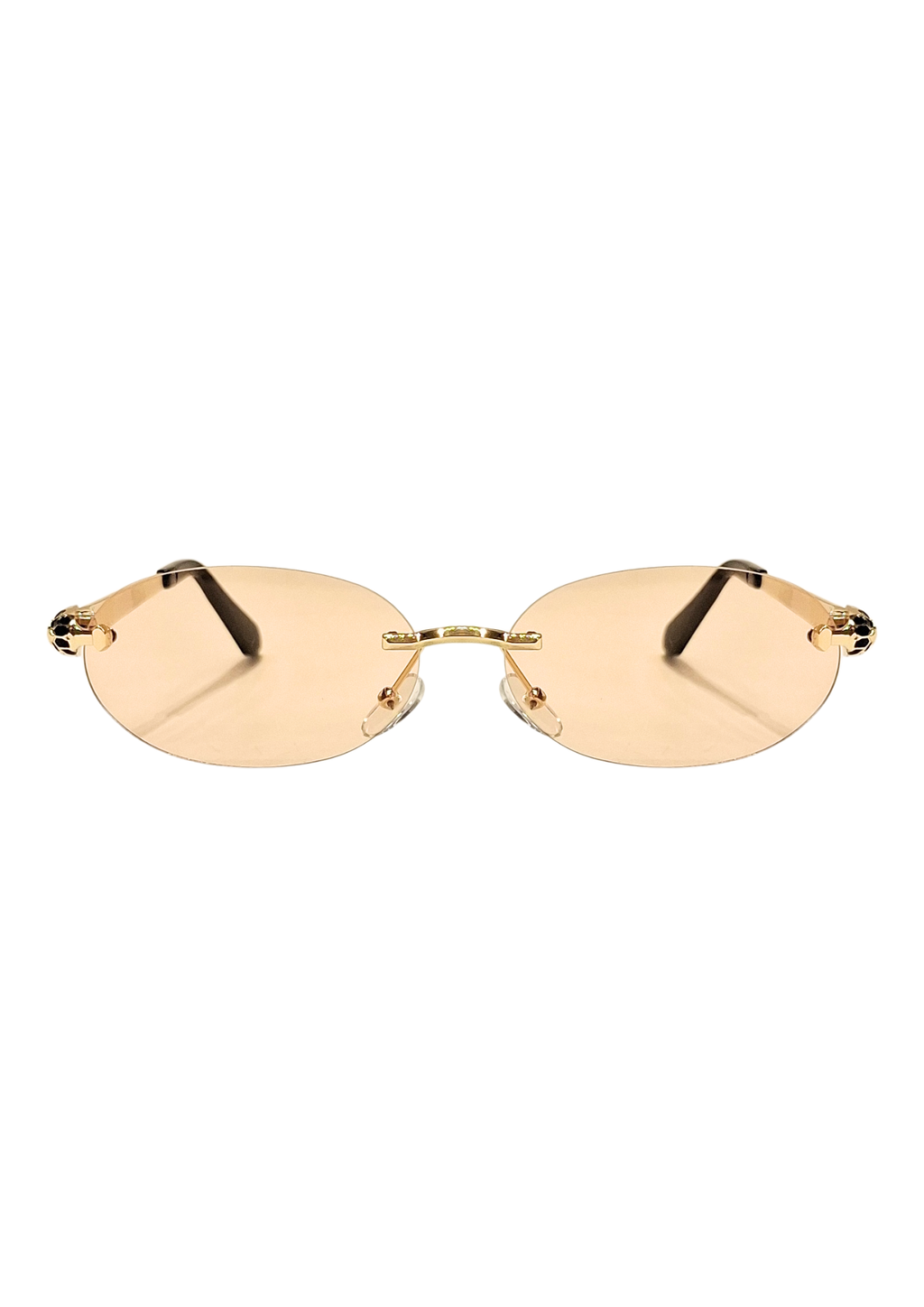 Óculos de Sol Leide Bjoy, armação champanhe com lentes espelhadas.