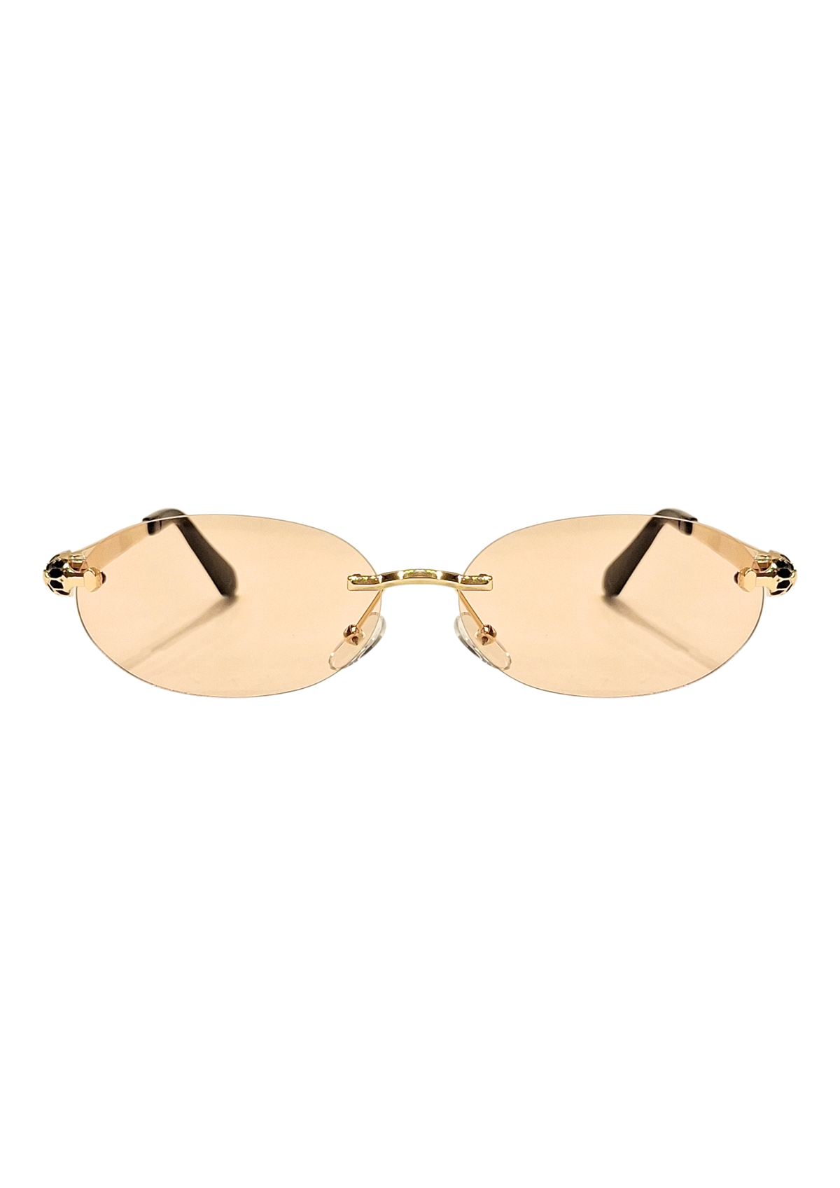 Óculos de Sol Leide Bjoy, armação champanhe com lentes espelhadas.
