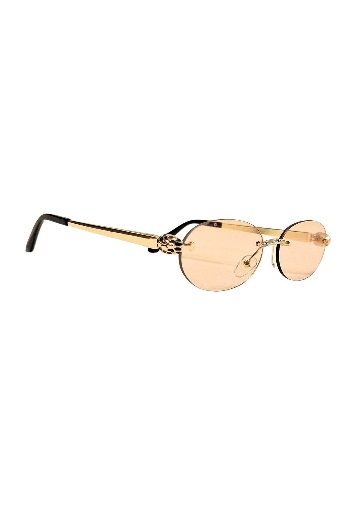 Óculos de sol Leide Bjoy com armação champanhe e lentes degradê ovais.